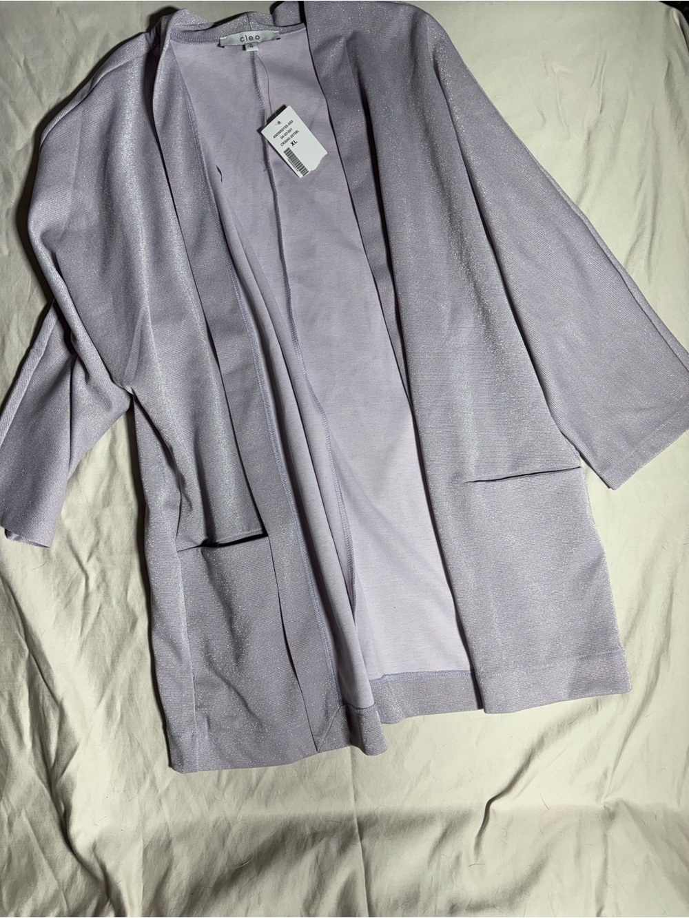 cleo Lilac Shimmer Open-Front cardigan
